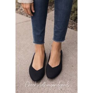 Rothys The Flat Womens 8.5 Black Blue Halo Rounded Toe Knit Ballet Flats